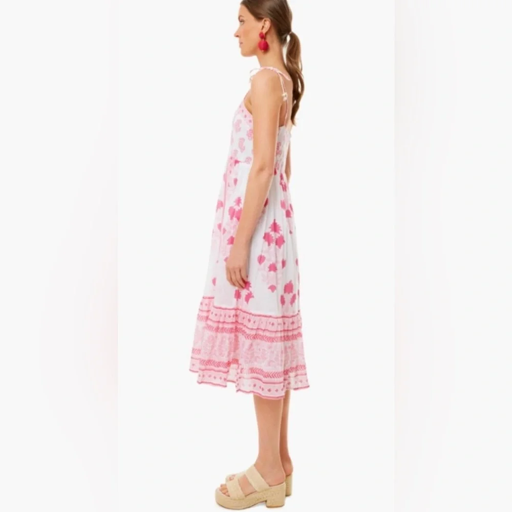 New Oliphant Tie Strap Midi Pink Jaipur dress Tuckernuck - Picture 3 of 8